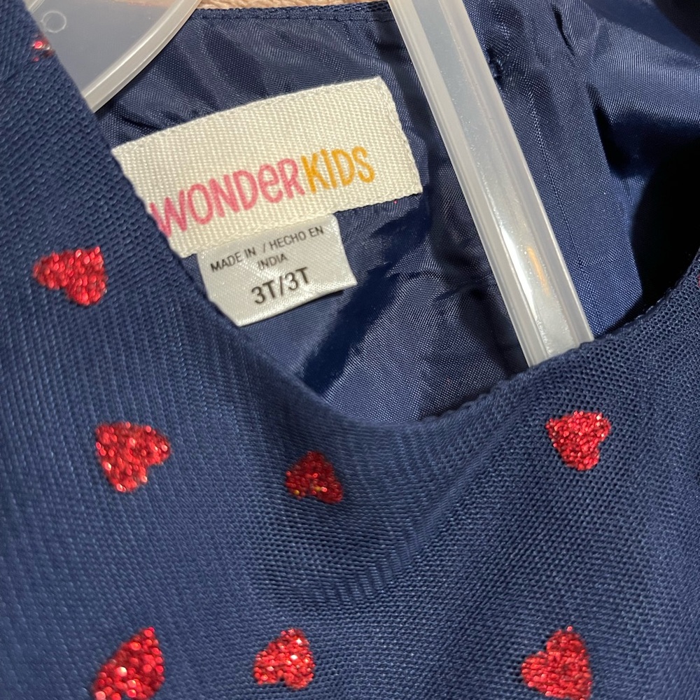 Wonderkids Navy Dress with Red Hearts